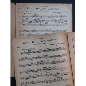 MARTELLI Henri Cinq Études-Caprice Dédicace Flûte Piano 1948
