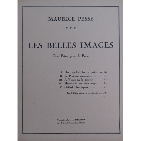 PESSE Maurice Les Belles Images Piano 1930