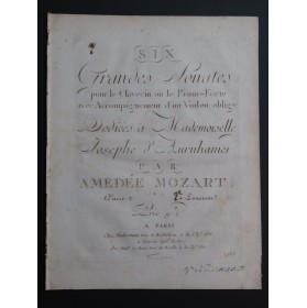 MOZART W. A. Six Grandes Sonates op 2 2e Livraison Piano ca1820