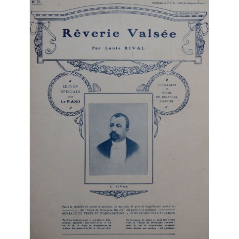 RIVAL Louis Rêverie Valsée Piano 1913