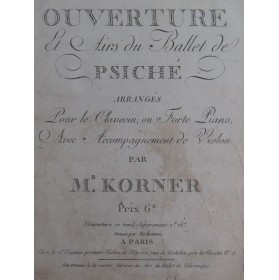 GARDEL Pierre Psyché Ouverture et Airs du Ballet Clavecin ou Piano XVIIIe