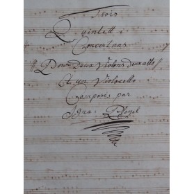 PLEYEL Ignace Trois Quintetti Manuscrit 2 Violons 2 Altos ca1790