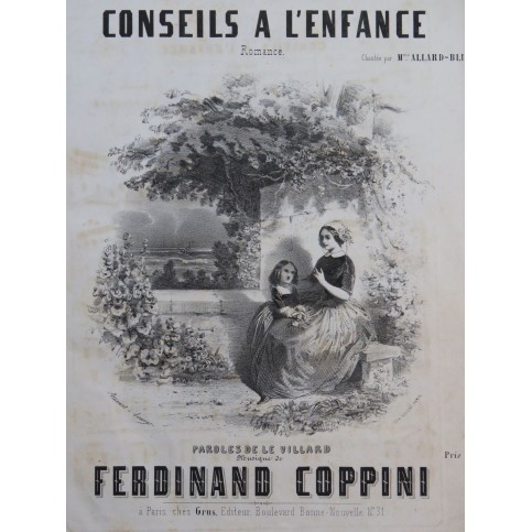COPPINI Ferdinand Conseils à l'Enfance Chant Piano ca1850