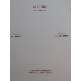 WEKERLIN J. B. Berceuse Chant Piano