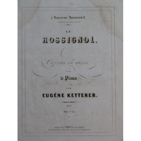 KETTERER Eugène Le Rossignol Piano  XIXe siècle