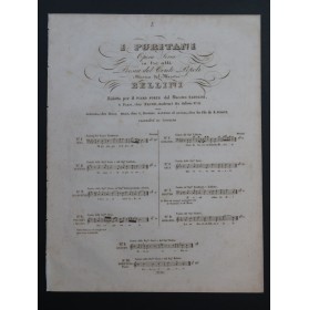 BELLINI Vincenzo I Puritani No 5 Chant Piano ca1840