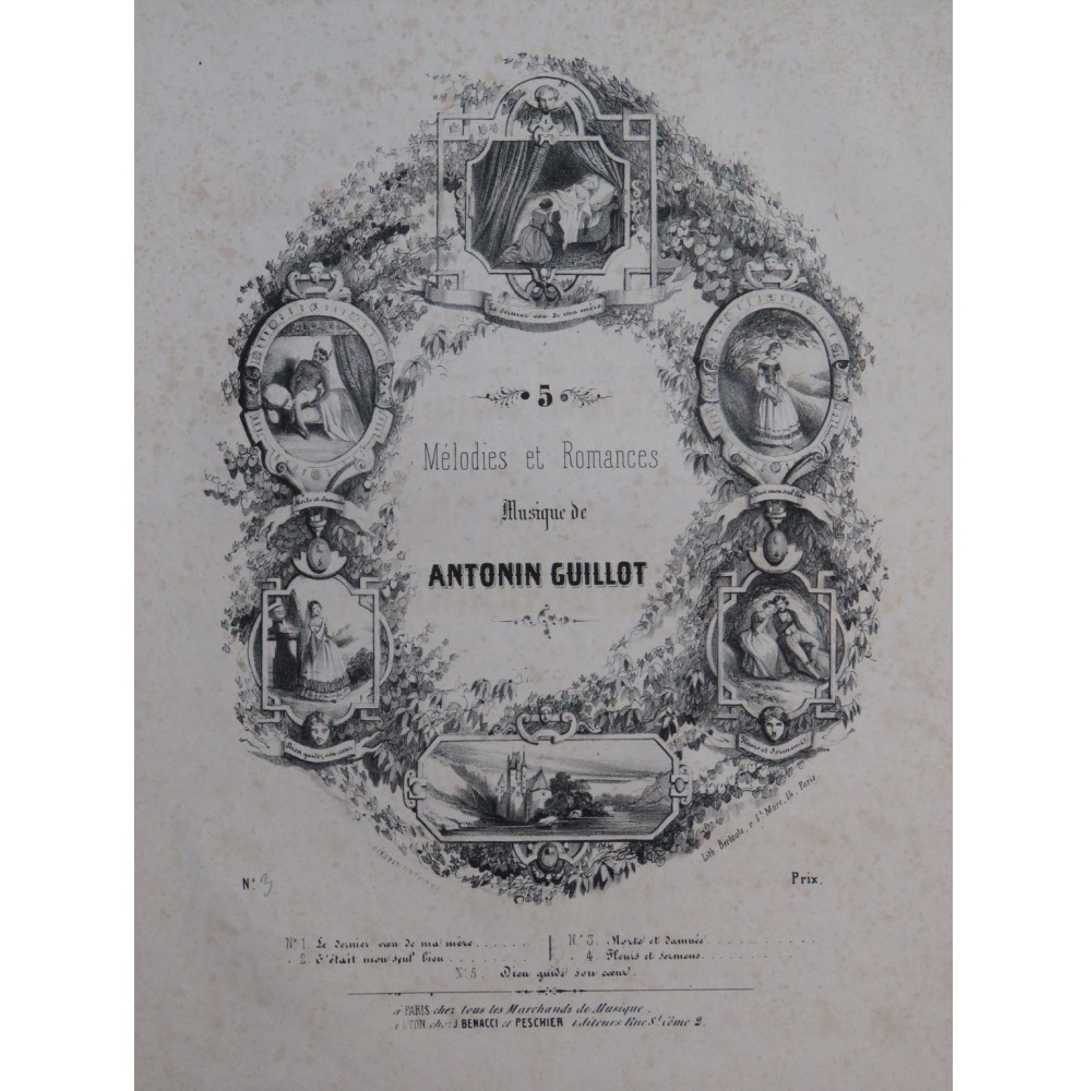 GUILLOT Antonin Morte et Damnée Chant Piano ca1840