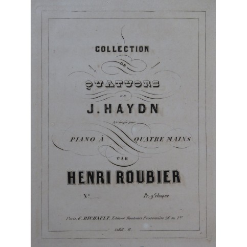 HAYDN Joseph Quatuor op 33 No 2 Piano 4 mains ca1855