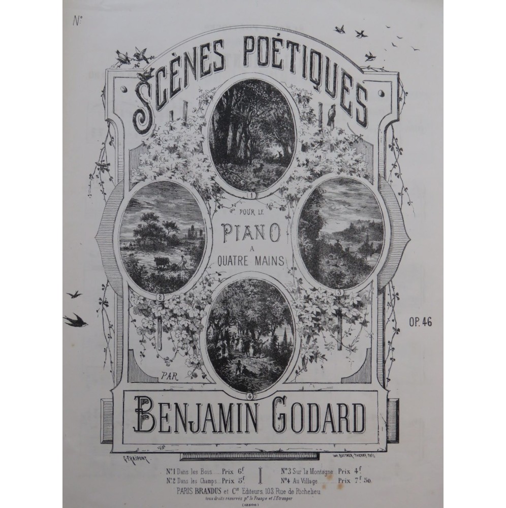 GODARD Benjamin Sur la Montagne Piano 4 mains ca1880