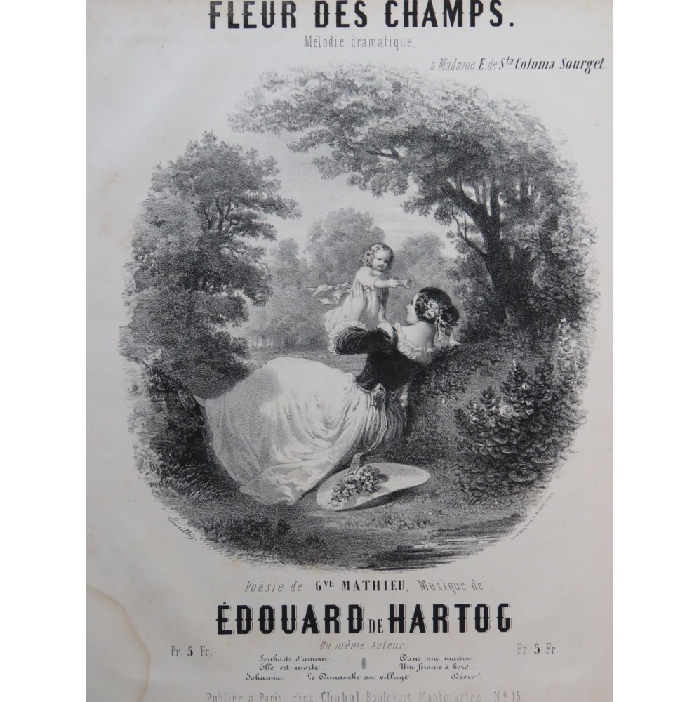 HARTOG Édouard Fleur des Champs Chant Piano ca1850