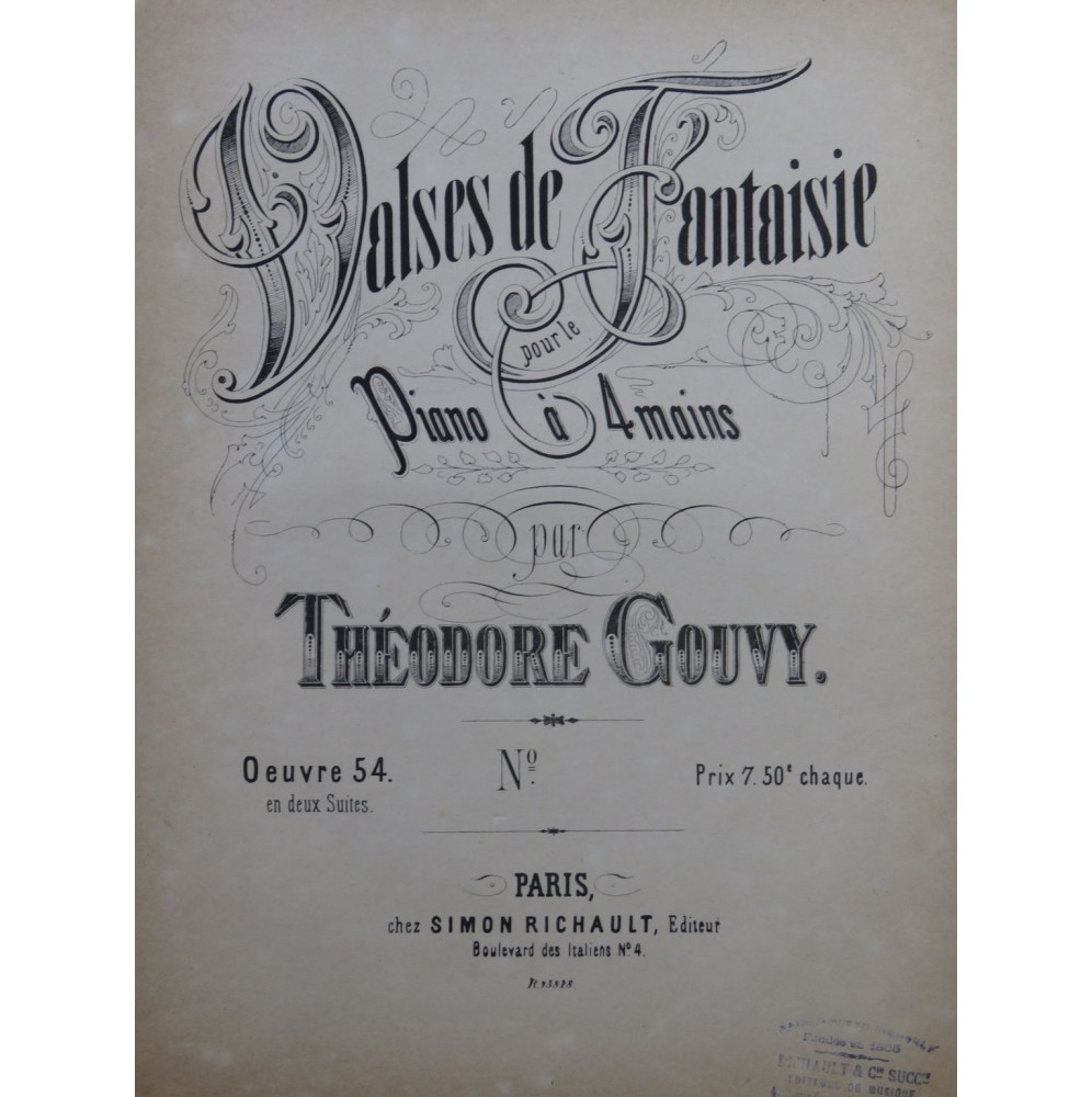 GOUVY Théodore Valses de Fantaisie op 54 Suite No 2 Piano 4 mains ca1880