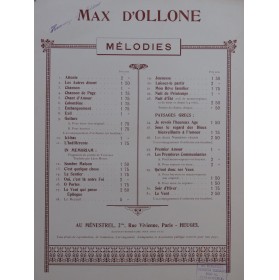D'OLLONE Max L'Indifférente Chant Piano 1925