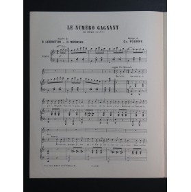 POURNY Charles Le Numéro Gagnant Chant Piano ca1880