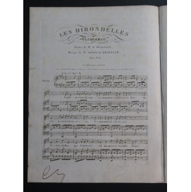 DE BEAUPLAN Amédée Les Hirondelles Chant Piano ca1830