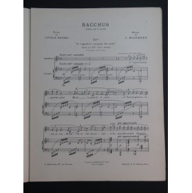MASSENET Jules Bacchus No 6 Ter Chant Piano 1909