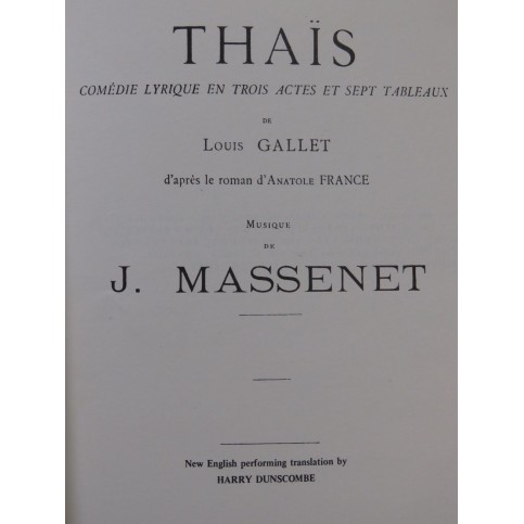 MASSENET Jules Thaïs Opéra Chant Piano 1975