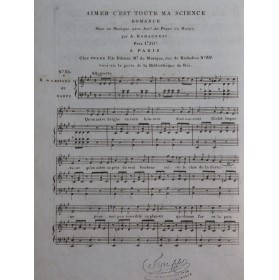 ROMAGNESI Antoine Aimer c'est toute ma Science Chant Piano ou Harpe ca1820