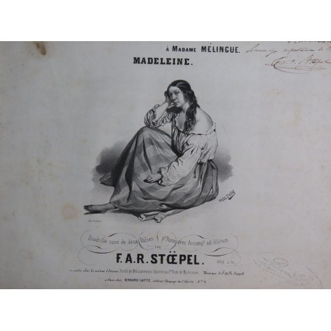 STOEPEL F. A. R. Madeleine Quadrille Dédicace Piano ca1845