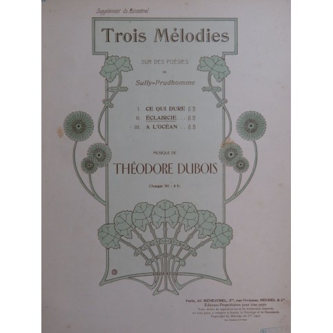 DUBOIS Théodore Éclaircie Chant Piano 1902
