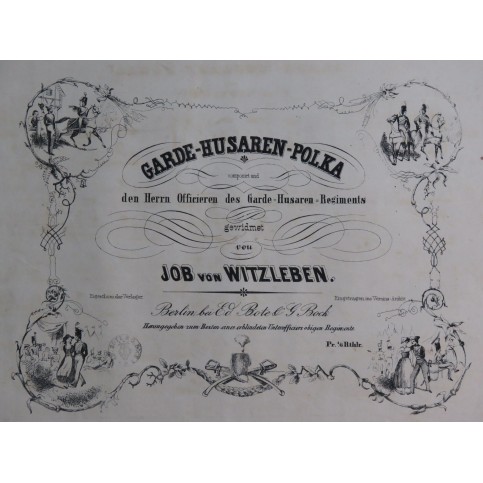 VON WITZLEBEN Job Garde-Husaren-Polka Piano ca1845