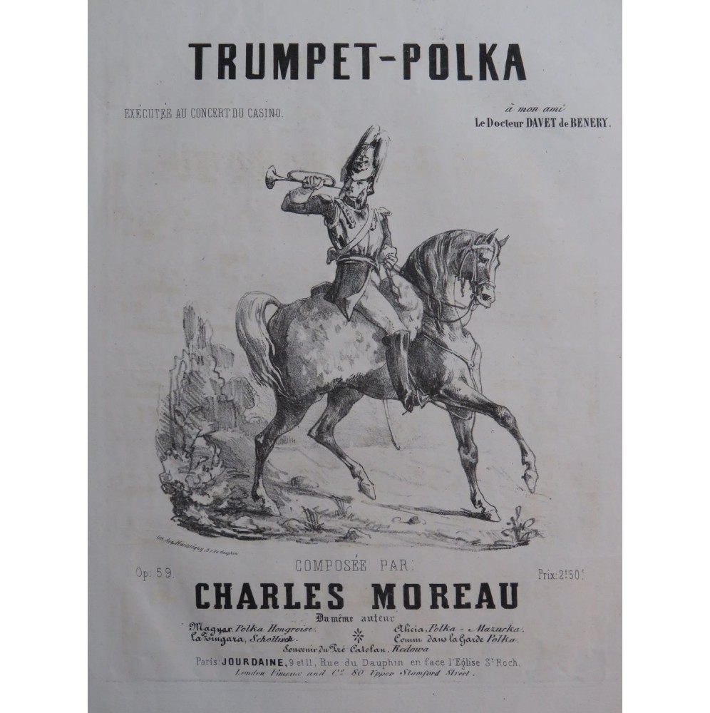 MOREAU Charles Trumpet Polka Piano XIXe siècle