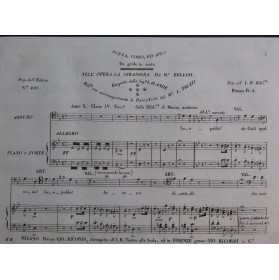 BELLINI Vincenzo La Straniera Scena Coro ed Aria Chant Piano ca1830