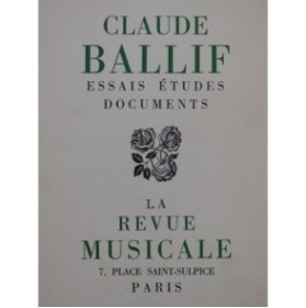 BALLIF Claude Essais Études Documents Dédicace 1968