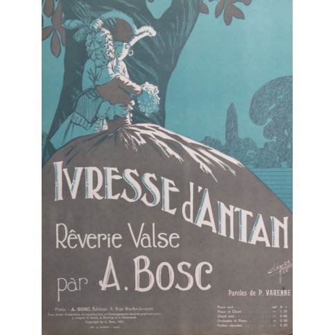 BOSC Auguste Ivresse d'Antan Chant Piano 1923