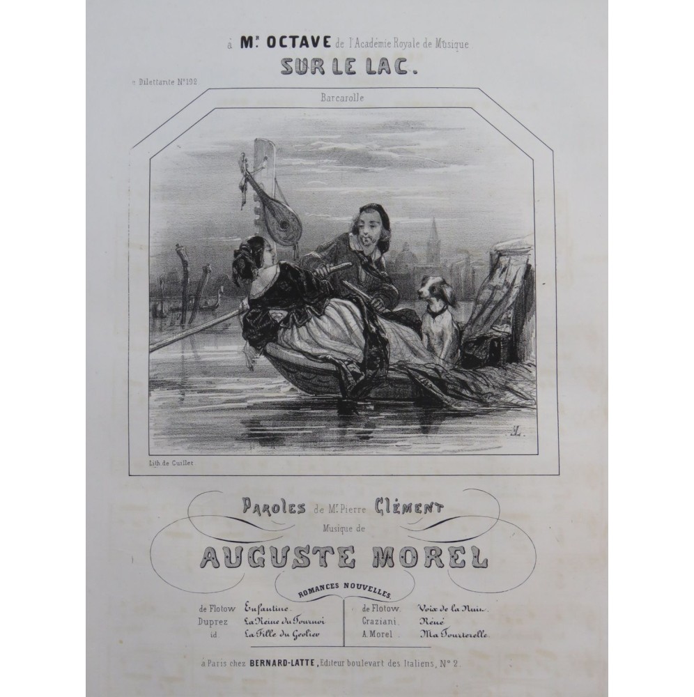 MOREL Auguste Sur le Lac Chant Piano ca1840