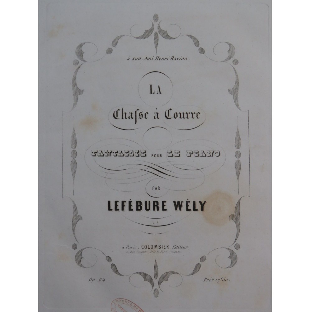 LEFÉBURE WÉLY La Chasse à Courre Piano ca1850