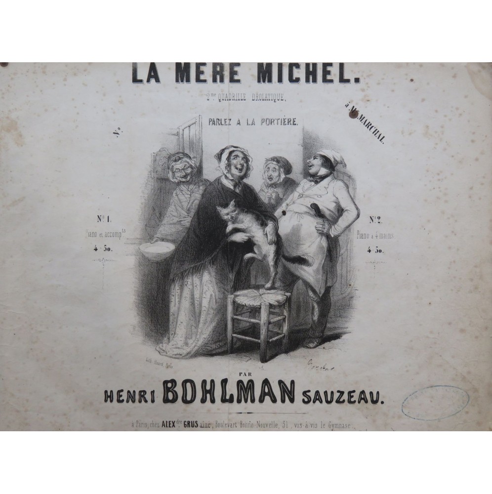 BOHLMAN SAUZEAU Henri La Mère Michel Quadrille No 2 Piano ca1845