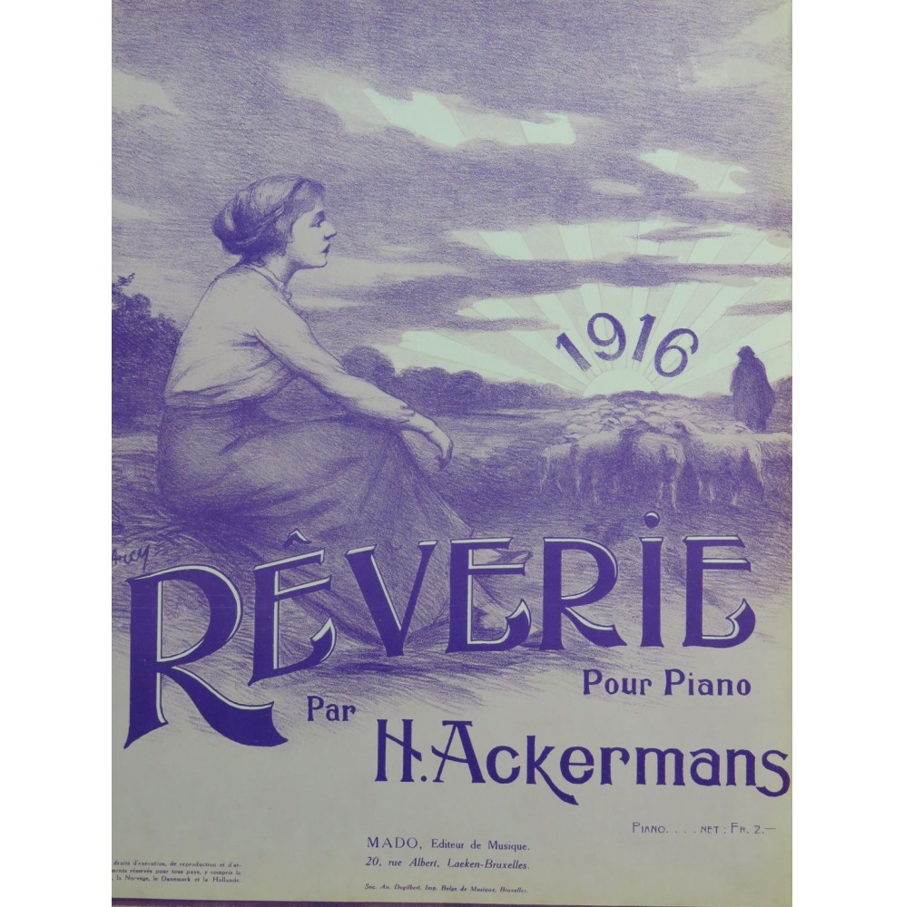 ACKERMANS Hippolyte Rêverie Piano 1916