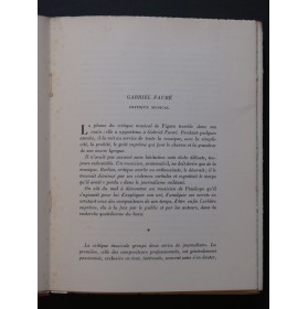 FAURÉ Gabriel Opinions Musicales 1930