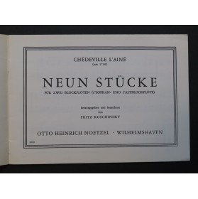 CHÉDEVILLE Nicolas Neun Stücke pour 2 Flûtes à bec 1956