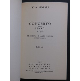 MOZART W. A. Concerto K 537 Piano Orchestre