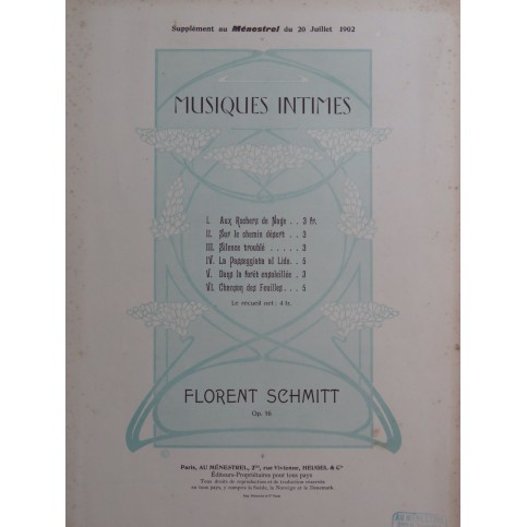 SCHMITT Florent Aux Rochers de Naye Piano 1902