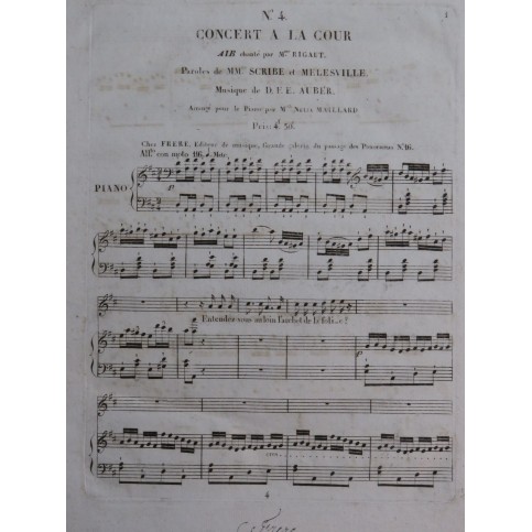 AUBER D. F. E. Concert à la Cour No 4 Chant Piano ca1825