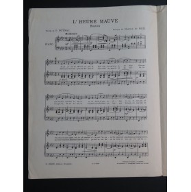 DE BOZI Harold L'Heure Mauve Chant Piano 1929