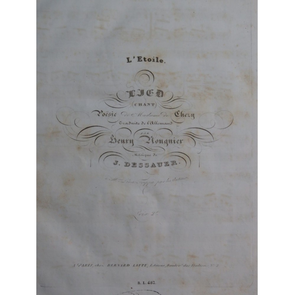 DESSAUER Joseph L'Etoile Chant Piano ca1835