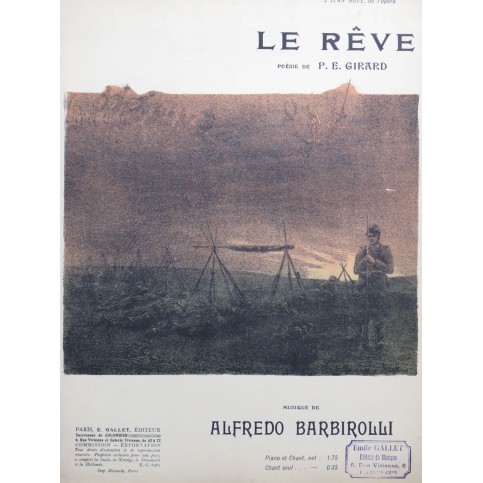 BARBIROLLI Alfredo Le rêve Chant Piano 1908