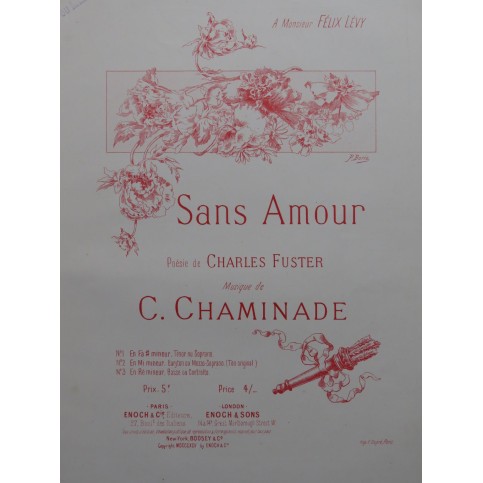 CHAMINADE Cécile Sans Amour Chant Piano 1895
