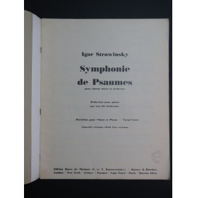 STRAWINSKY Igor Symphonie de Psaumes Chant Piano 1948