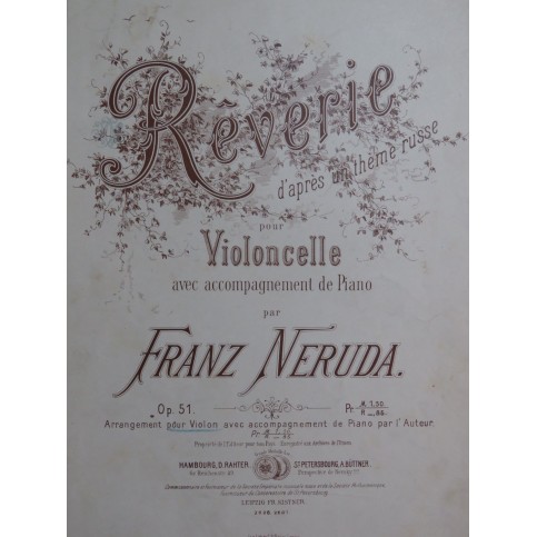 NERUDA Franz Rêverie d'après un Thème Russe Piano Violon