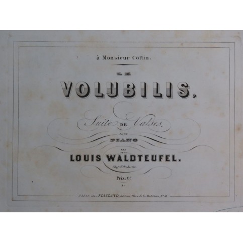 WALDTEUFEL Louis Le Volubilis Piano ca1853