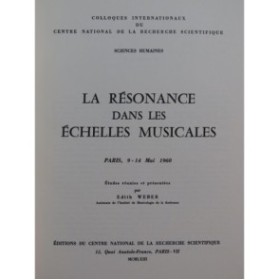 WEBER Edith La Résonance dans les Échelles Musicales 1963