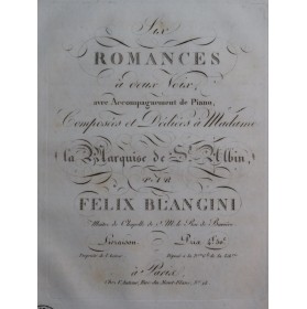 BLANGINI Félix Trois Romances à deux Voix Chant Piano ca1820
