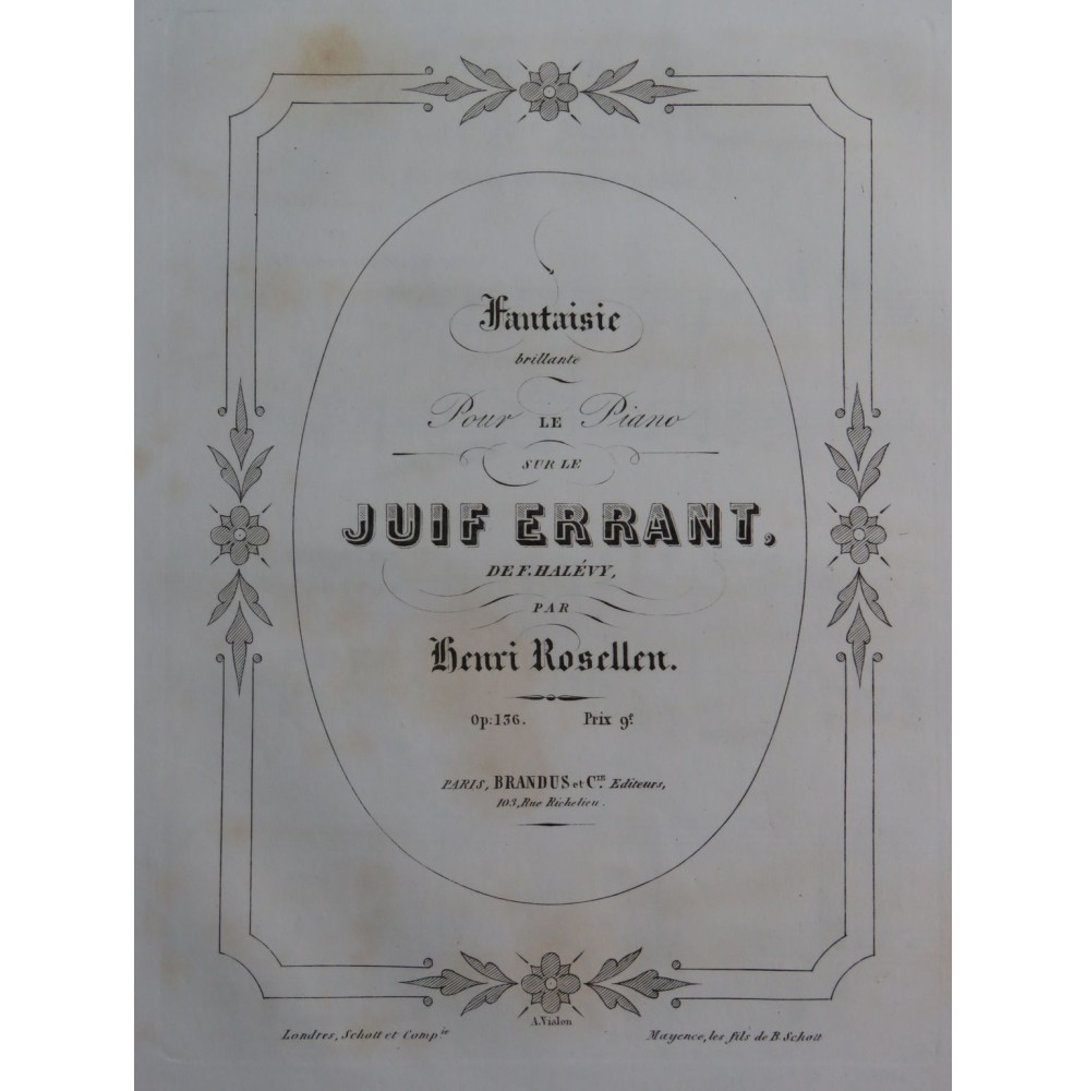 ROSELLEN Henri Fantaisie sur le Juif Errant op 136 Piano ca1853
