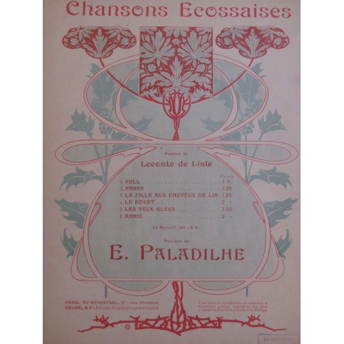 PALADILHE E. Nanny Chanson Ecossaise Chant Piano 1930
