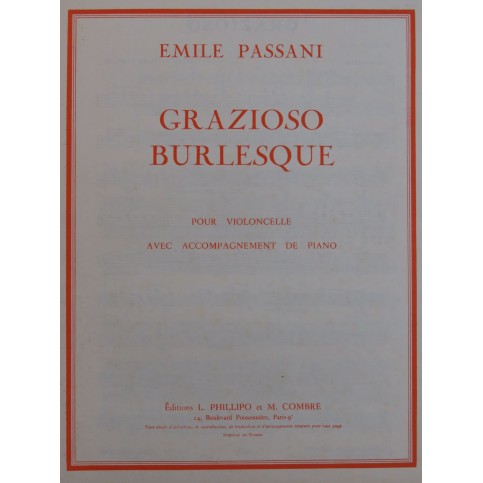 PASSANI Émile Grazioso Burlesque Violoncelle Piano 1968