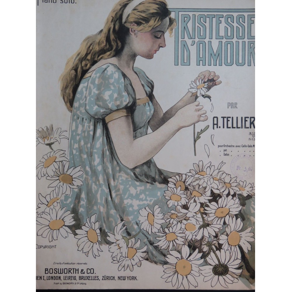 TELLIER A. Tristesse d'Amour Piano 1907